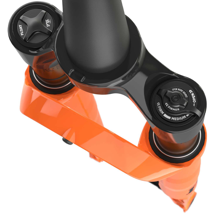 2022, 32, K, FLOAT, 700C, F-S, FIT4, 3POS-ADJ, SHINY ORANGE, BLACK/CLEAR LOGO, KABOLT 12X100, 1.5 T, 45MM RAKE SHINY BLK, AM